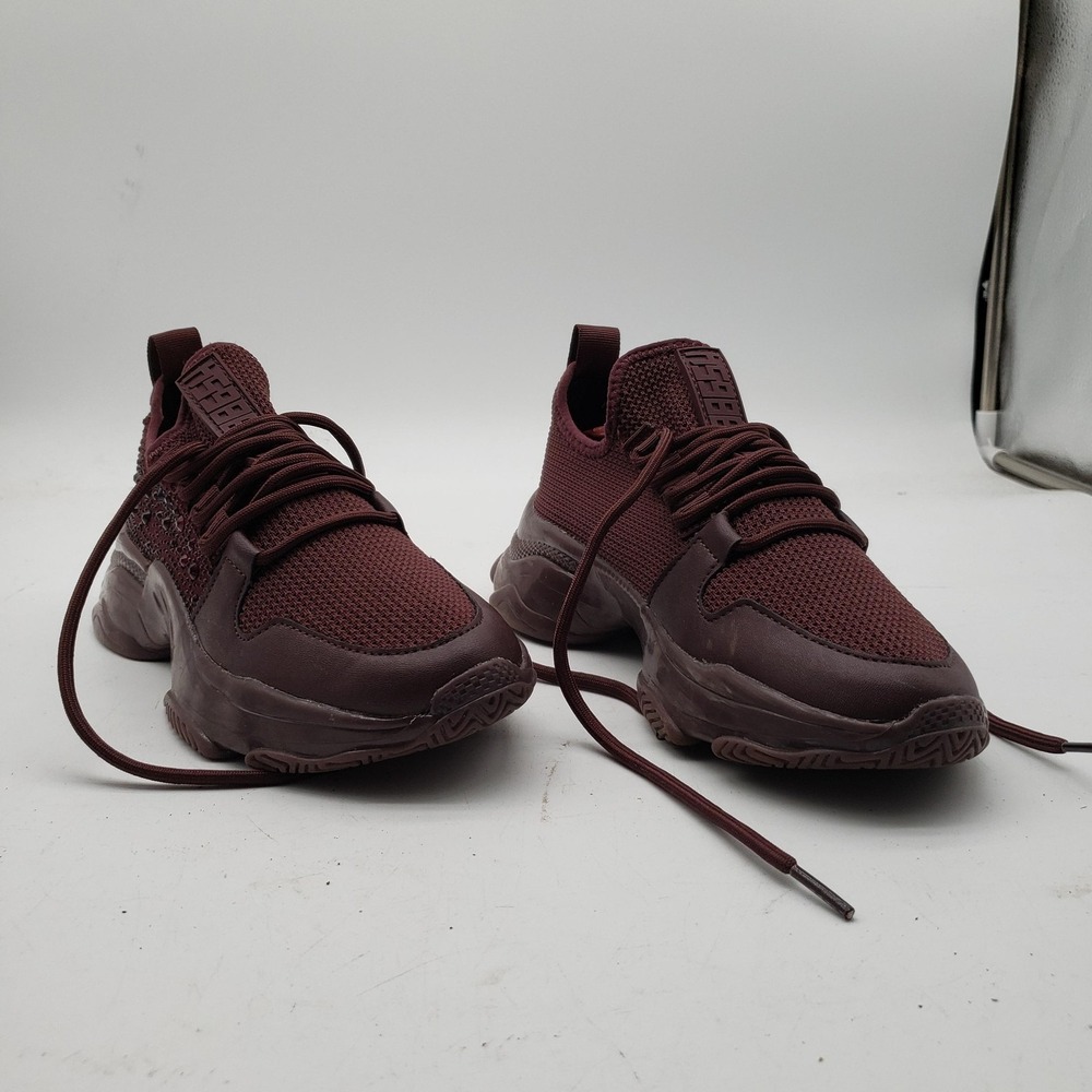 Steve Madden Shoes Womens Size 7M Burgundy Lesly Rhinestone‎ Lace Up Sneakers
